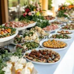Banquet menu ideas arranged on a large table