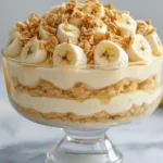 Fresh magnolia banana pudding in a glass bowl.