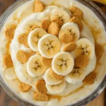 A close-up of Patti LaBelle's banana pudding, showing what ingredients are in Patti LaBelle's banana pudding.